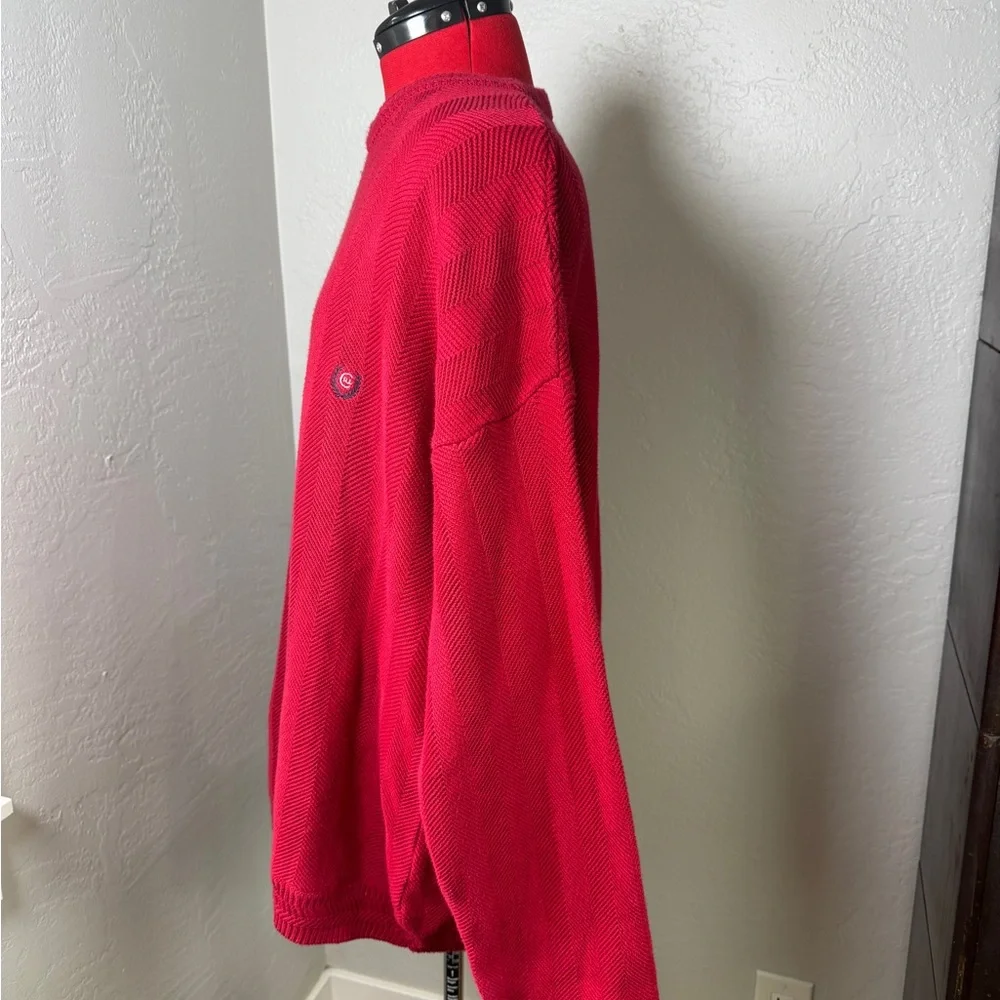 Chaps Ralph Lauren Retro Red Chevron Knit 100% Cotton Sweater Size XXL